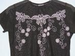Doorzichtig zwart shirtje met vlinders Essex USA mt 152-158, Meisje, Ophalen of Verzenden, Zo goed als nieuw, Shirt of Longsleeve