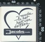 Sticker: Jacobs Mode - Dalfsen, Verzamelen, Ophalen of Verzenden, Zo goed als nieuw, Bedrijf of Vereniging