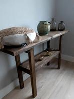 Robuuste landelijke sidetable, Huis en Inrichting, Tafels | Sidetables, 100 tot 150 cm, Nieuw, Ophalen of Verzenden, Landelijk