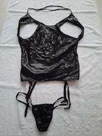 wetlook jurkje - corset, Kleding | Dames, Ondergoed en Lingerie, Verzenden, Zwart, Body of Korset