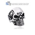 Rvs Skull biker ring doodshoofd ring gothic bikers doodskop, 20 of groter, Verzenden, Heer, Nieuw