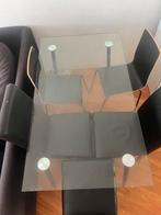 Glazen eettafel met 5 stoelen, Huis en Inrichting, Tafels | Eettafels, Gebruikt, 100 tot 150 cm, Glas, Vier personen