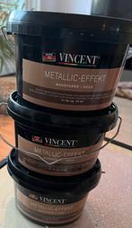 3 Potten Vincent Metallic-Effekt Verf - Goud, Doe-het-zelf en Verbouw, Verf, Beits en Lak, Overige kleuren, Nieuw, Ophalen of Verzenden