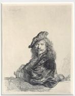 Ets Rembrandt van Rijn 1639. Zelfportret baret, reproductie., Ophalen