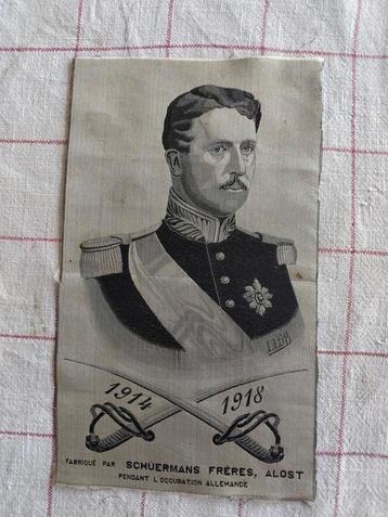 Portret Koning Albert België op zijde, Eerste Wereldoorlog  beschikbaar voor biedingen