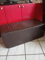 Lederen poef met Burberry look hoes.         90x40x40, Huis en Inrichting, Banken | Voetenbanken en Poefen, Gebruikt, 75 tot 100 cm