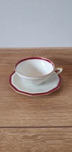 Antieke kop schotel wit roze gouden rand Porcelaine Cerabel, Ophalen of Verzenden