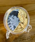 Audrey Hepburn 24kt goud vergulde herdenkingsmunt +stand (1, Ophalen of Verzenden, Nieuw, Film, Overige typen