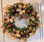 Super mooie  gouden, brons kerstkrans met verlichting 60cm, Huis en Inrichting, Woonaccessoires | Kransen, Ophalen of Verzenden