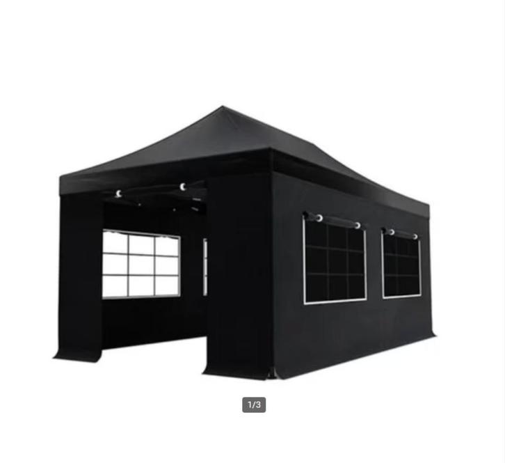 Te huur: easy up Luxe Zwarte Partytent 3x6m, Tuin en Terras, Partytenten, Nieuw, Partytent, 2 meter of meer, 5 tot 8 meter, Minder dan 4 meter
