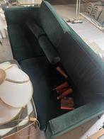 Donkergroen velours 3-zitsbank, Ophalen, Gebruikt, Driepersoons, 75 tot 100 cm
