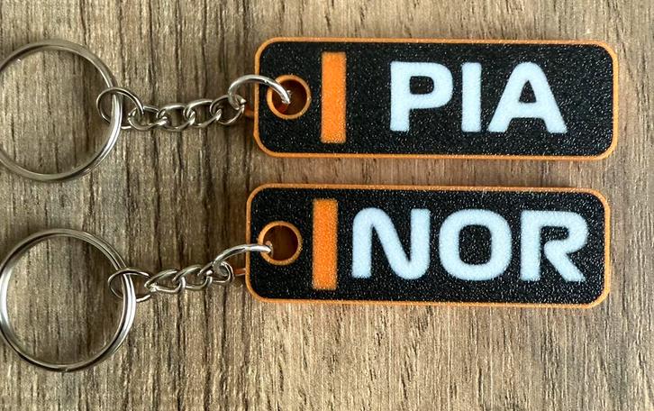 Name tag piastri norris McLaren F1 Formule 1 sleutelhanger, Verzamelen, Sleutelhangers, Nieuw, Sport, Ophalen