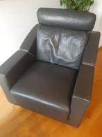 Rolf Benz grijs leder fauteuil, Huis en Inrichting, Fauteuils, Ophalen, Zo goed als nieuw, 50 tot 75 cm, Leer