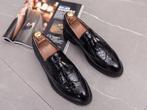 Zwarte heren lak loafers met kwastjes schoenen instappers, Verzenden, Nieuw, Zwart, Loafers
