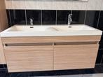 Badkamer Wastafelkast met Dubbele Wasbak, Huis en Inrichting, Badkamer | Badkamermeubels, Ophalen, Gebruikt, 100 tot 150 cm, Minder dan 100 cm