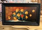 Prachtige groot olieverf bloemen schilderij op doek, Ophalen of Verzenden