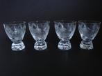 4x vintage wafel geslepen shot glas borrel kristal bohemia?, Huis en Inrichting, Keuken | Servies, Glas of Glazen, Ophalen of Verzenden
