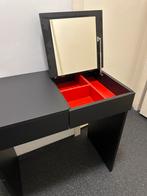 Zwarte kaptafel met spiegel, Huis en Inrichting, Tafels | Kaptafels, Minder dan 50 cm, Gebruikt, 100 tot 150 cm, Ophalen of Verzenden