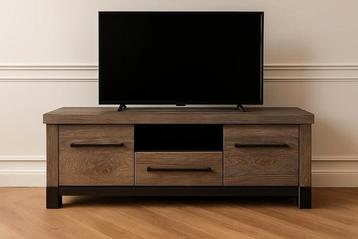 Televisiekast industrieel TV-meubel zwart staal hout 140cm beschikbaar voor biedingen