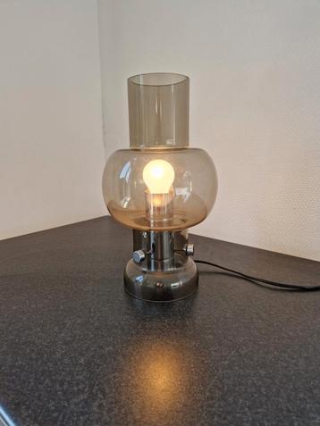 Vintage tafellamp design chroom space age rookglas beschikbaar voor biedingen