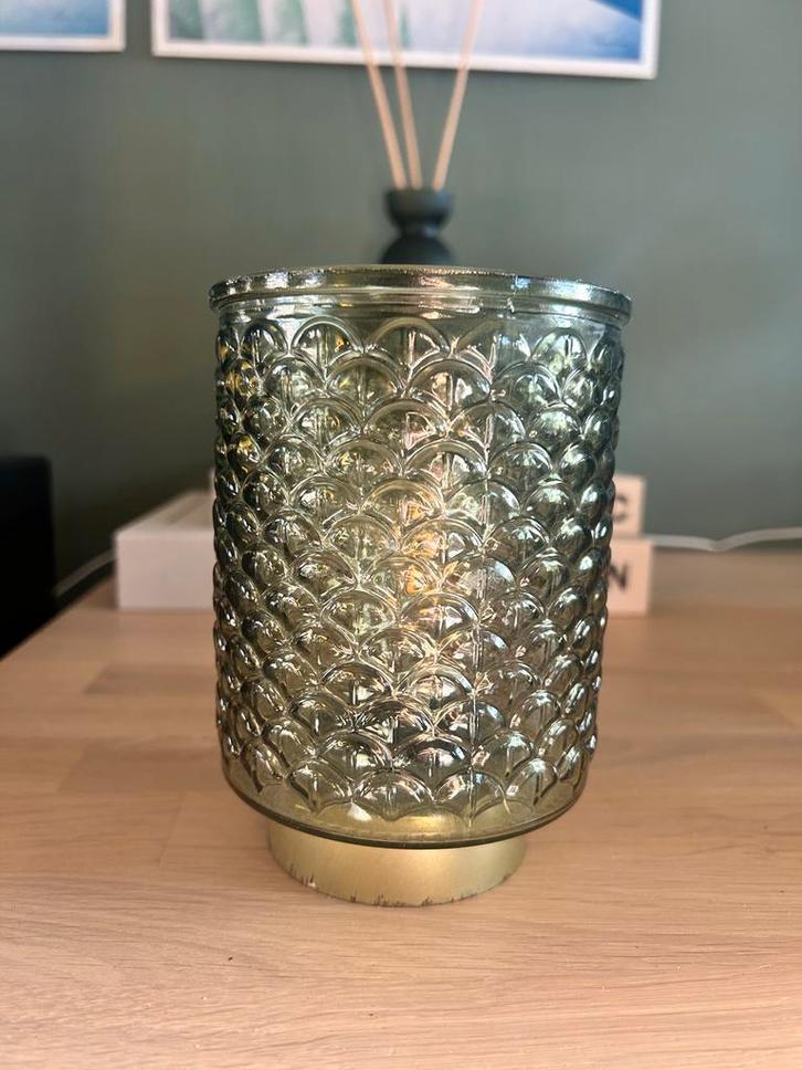 Groene Tafellamp - Batterij, Huis en Inrichting, Woonaccessoires | Kandelaars en Kaarsen, Zo goed als nieuw, Minder dan 25 cm