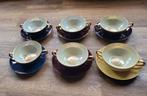 6 Vintage porselijnen soepkommen met parelmoer,  1950, Antiek en Kunst, Antiek | Keramiek en Aardewerk, Ophalen of Verzenden