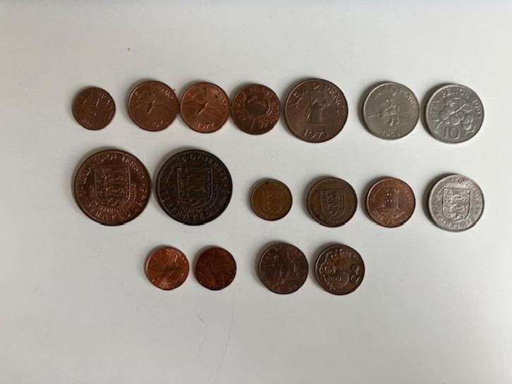 Guernsey 10 munten, Jersey 6, Man 4, 1945-1992, Postzegels en Munten, Munten | Europa | Niet-Euromunten, Losse munt, Overige landen