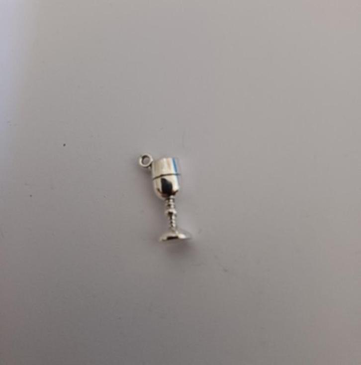Kettinghanger wijnglas, Sieraden, Tassen en Uiterlijk, Kettinghangers, Nieuw, Zilver, Overige voorstellingen, Verzenden