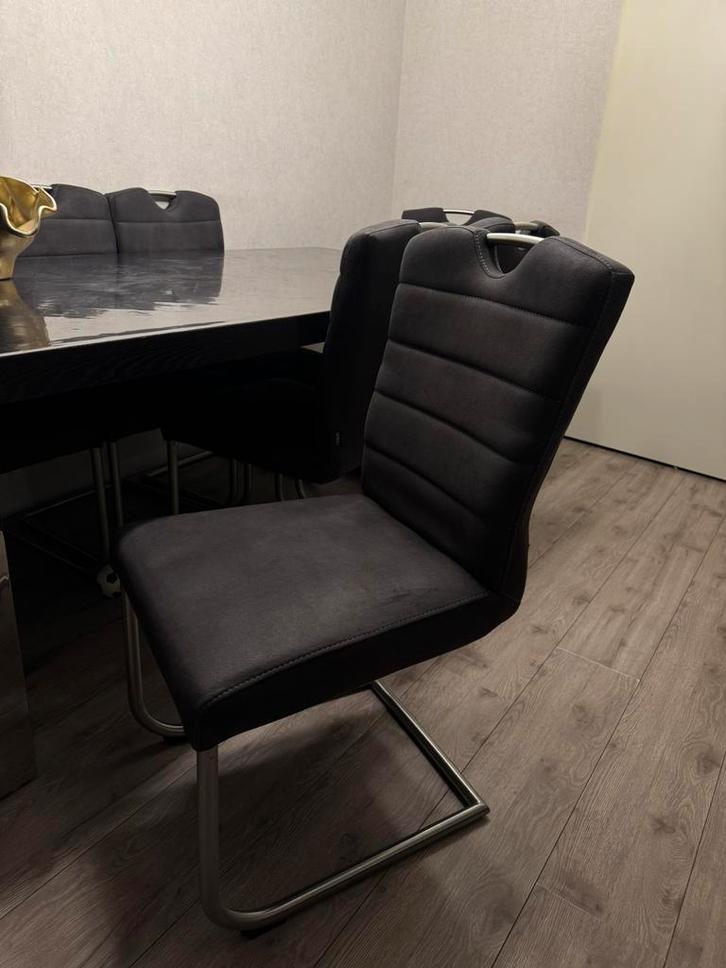 OPHALEN: 8x Novel eetkamerstoelen grijs, Huis en Inrichting, Stoelen, Zo goed als nieuw, Vijf, Zes of meer stoelen, Stof, Grijs