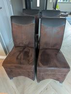 Eetkamerstoelen, Donkerbruin op Wieltjes - 4 stuks, Huis en Inrichting, Stoelen, Gebruikt, Bruin, Vier, Ophalen