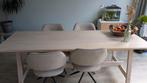 Grote, licht eiken houten eettafel, 6/8 persoons 220x80cm, Huis en Inrichting, Ophalen, Gebruikt, 200 cm of meer, 50 tot 100 cm