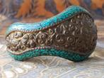 Mooie antieke armband uit Nepal van koper en turkoois 8 cm., Antiek en Kunst, Ophalen of Verzenden