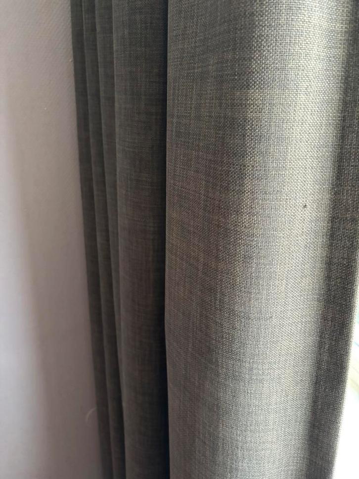 Taupe/grijze gordijnen, Huis en Inrichting, Stoffering | Gordijnen en Lamellen, Zo goed als nieuw, 200 cm of meer, 100 tot 150 cm