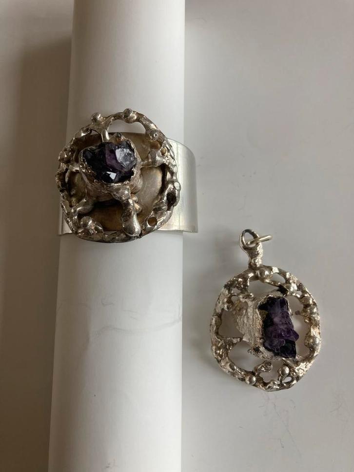 Erik Dennung  verzilverde Armband & Hanger - Amathist, Sieraden, Tassen en Uiterlijk, Armbanden, Gebruikt, Zilver, Paars, Met edelsteen
