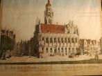 1765 Fraaie opticaprent Stadhuis Middelburg handgekleurd!, Antiek en Kunst, Kunst | Etsen en Gravures, Ophalen of Verzenden