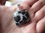 124/ verzilverde spiderweb septarian hanger, Overige materialen, Nieuw, Ophalen of Verzenden, Met edelsteen
