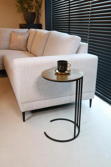 Luxe Bijzettafel Goud/Zwart metaal beschikbaar voor biedingen