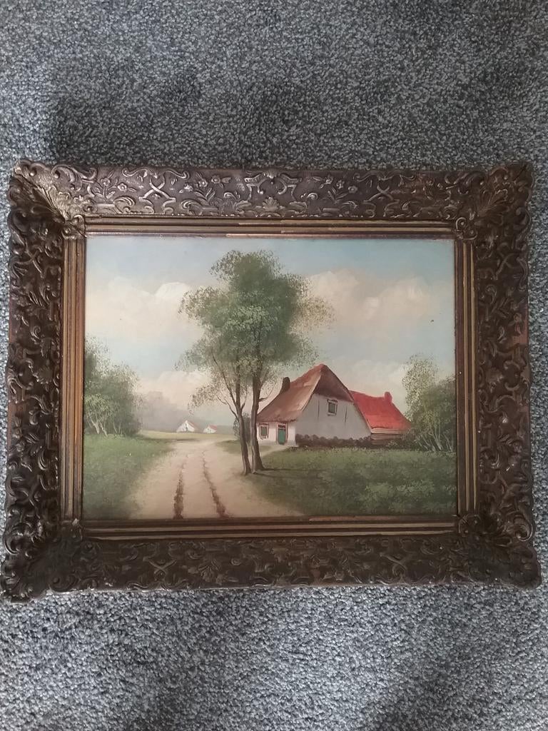 Schilderij in originele lijst 50x40, Antiek en Kunst, Kunst | Schilderijen | Klassiek, Ophalen of Verzenden