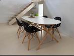 Moderne  ovale tafel met 4 hippe stoelen, Huis en Inrichting, Tafels | Eettafels, Ophalen, Nieuw, 50 tot 100 cm, 150 tot 200 cm