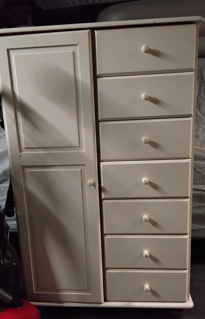 Mooie brocante grenen ladenkast/meidenkast creme, Huis en Inrichting, Kasten | Ladekasten, Gebruikt, Minder dan 100 cm, 50 tot 100 cm