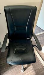 Leren Bureaustoel - Verstelbaar, Huis en Inrichting, Ophalen, Gebruikt, Zwart, Bureaustoel