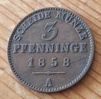 Duitsland Pruissen 3 pfennig 1858 A, Ophalen of Verzenden, Duitsland, Losse munt