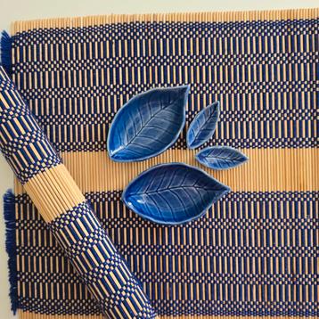Bamboe Placemat Set - Blauw - zgan beschikbaar voor biedingen