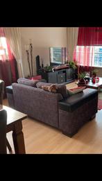 Tweezits bank bruin met lederen leuningen, Ophalen, Klassiek, 150 tot 200 cm, Tweepersoons