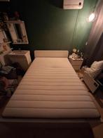 Bed 140x200 met lades en matras, Gebruikt, Wit, Tweepersoons, 200 cm