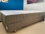 Ikea Engerdal boxspring met Hovag pocketvering matras., Grijs, 90 cm, Eenpersoons, Zo goed als nieuw