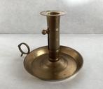 Vintage Messing kandelaar met handvat en schuifmechanisme, Ophalen of Verzenden, Overige materialen