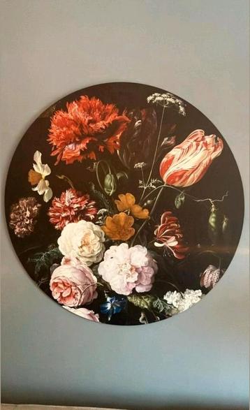 Wandcirkel Bloemen 100cm van geborsteld aliminium beschikbaar voor biedingen