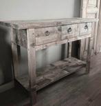 ~Stoer Sober Landelijk Houten Sidetable/Wandtafel~, Huis en Inrichting, Tafels | Sidetables, Ophalen of Verzenden, Zo goed als nieuw