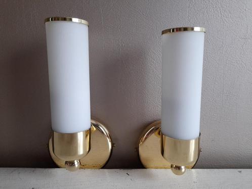 Peckal Leuchten Vintage wandlampen wit goud 2x, Huis en Inrichting, Lampen | Wandlampen, Gebruikt, Glas, Metaal, Ophalen